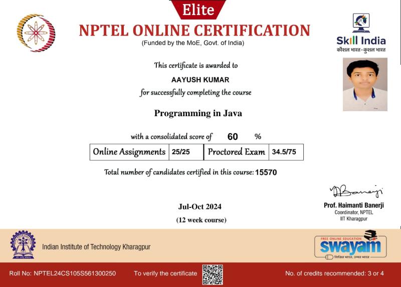 NPTEL Certificate